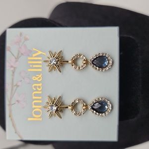 lonna & lilly Whimsical Fantasy Inlaid Dangle Earrings. Crystal stones